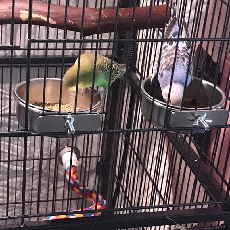 kathson Stainless Steel Bowls for Birds,4 Pcs Parrot Feeder Dish Cups,Bird Cage Water Food Bowl Coop Cup with Clamp Holder for Parrots Cockatiel Budgies Parakeet Lovebird(S) - Image 5