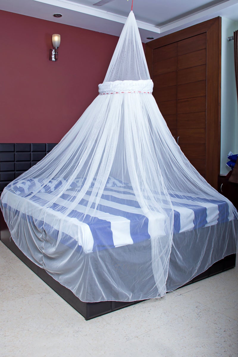 Creative Textiles Ceiling Hanging Mosquito Net I Machardani for Double Bed King Size I Polyster Canopy Circular Curtain for Bedroom I Keeps Away Insects and Flies - White - Image 1