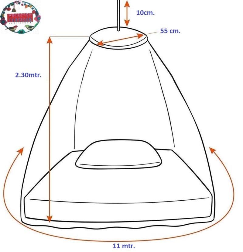 Creative Textiles Ceiling Hanging Mosquito Net I Machardani for Double Bed King Size I Polyster Canopy Circular Curtain for Bedroom I Keeps Away Insects and Flies - White - Image 5