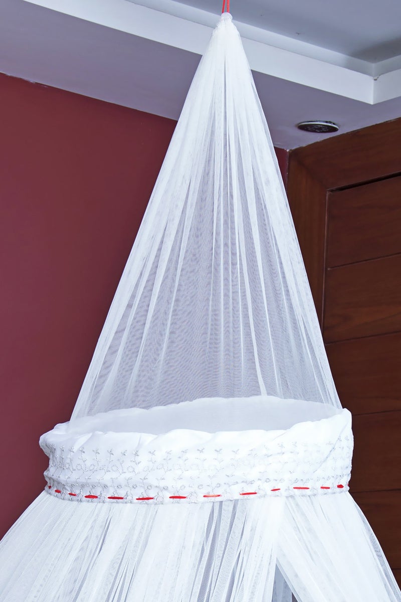 Creative Textiles Ceiling Hanging Mosquito Net I Machardani for Double Bed King Size I Polyster Canopy Circular Curtain for Bedroom I Keeps Away Insects and Flies - White - Image 3