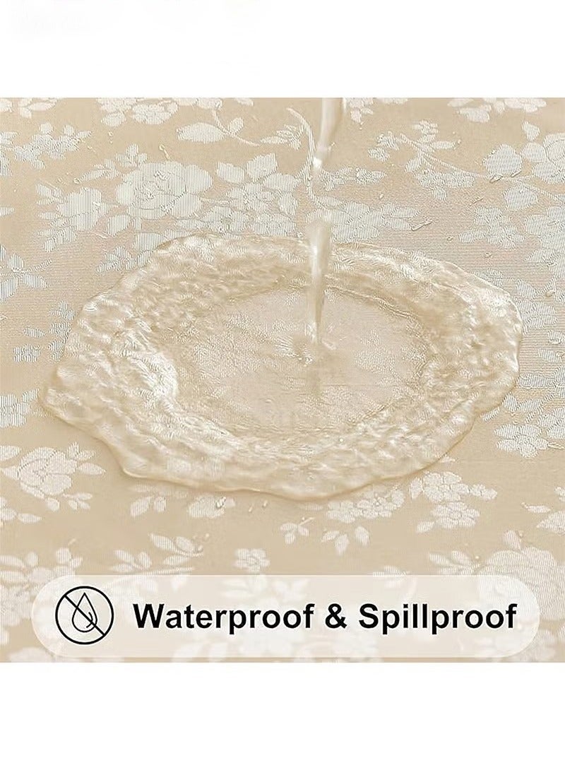 يوڠام مفرش طاولة دائري مقاوم للماء والزيت وقابل للمسح للمطبخ وغرفة الطعام - بيج، 160 سم - Image 5