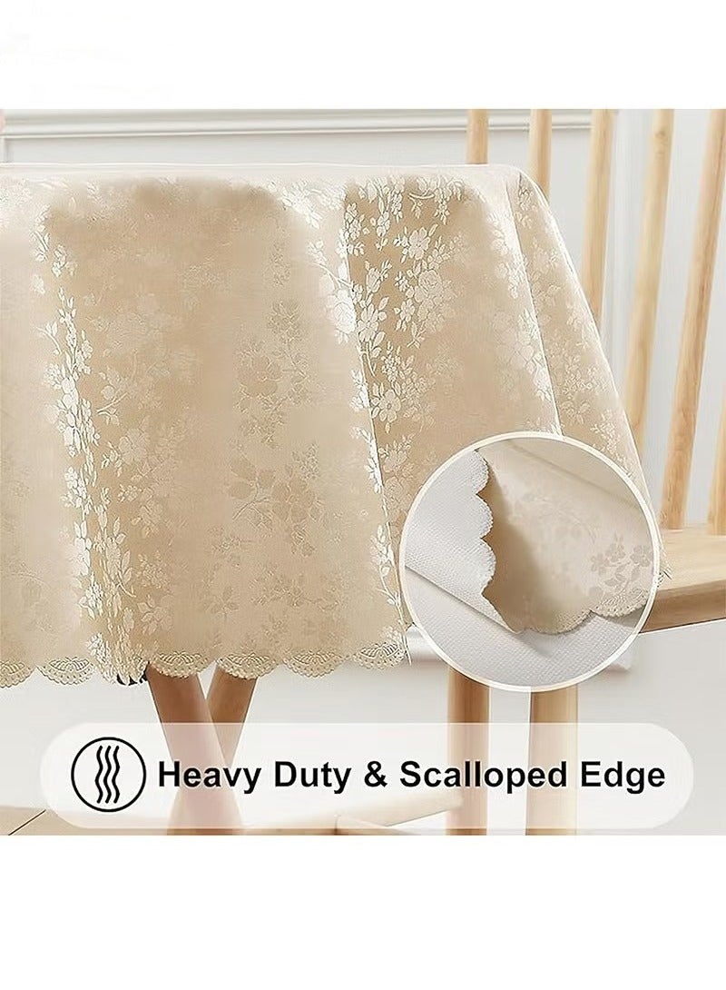 يوڠام مفرش طاولة دائري مقاوم للماء والزيت وقابل للمسح للمطبخ وغرفة الطعام - بيج، 160 سم - Image 2