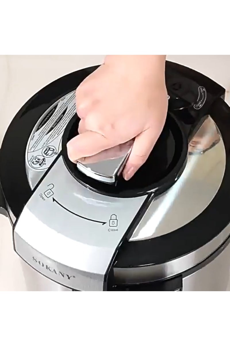 sokany Smart pot Pressure Cooker with 1500 Watts - 7 Appliances in One，Slow Cooker, Rice Cooker, Steamer, Stew Pot, Yogurt Maker, Soup Machine, Cake Machine, Food Heater, 6L, Polished Stainless Steel/Silver - Image 3
