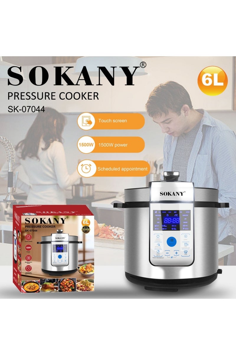 sokany Smart pot Pressure Cooker with 1500 Watts - 7 Appliances in One，Slow Cooker, Rice Cooker, Steamer, Stew Pot, Yogurt Maker, Soup Machine, Cake Machine, Food Heater, 6L, Polished Stainless Steel/Silver - Image 5