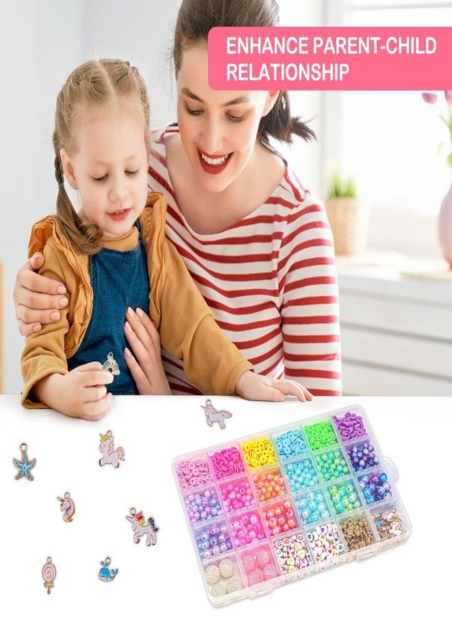 BuyLift Jewelry Making Kit - 5000+ Colorful Clay Beads, Letter Charms & Unicorn Pendants | 24-Color Bracelet Making Kit for Girls, DIY Friendship Bracelet Craft Gift for Kids Ages 6-12 (moti/uncoin) - Image 2