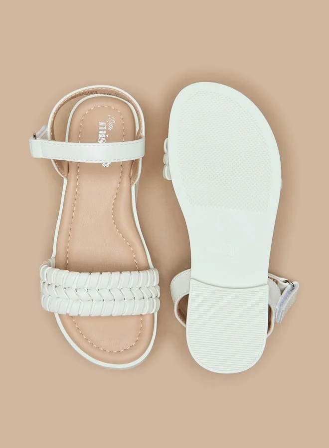 MISSY Girls Textured Flat Sandals With Hook And Loop Closure