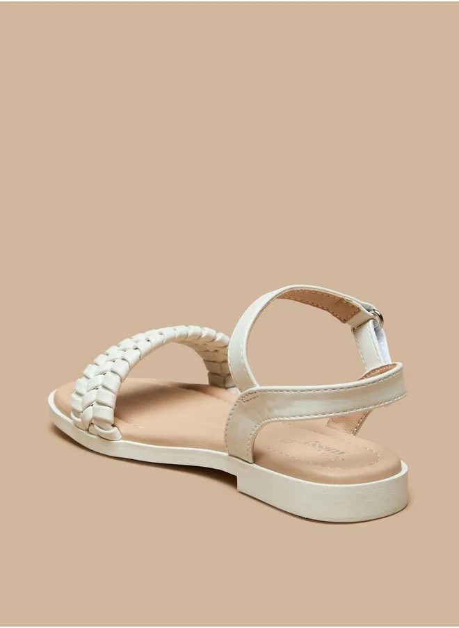 MISSY Girls Textured Flat Sandals With Hook And Loop Closure