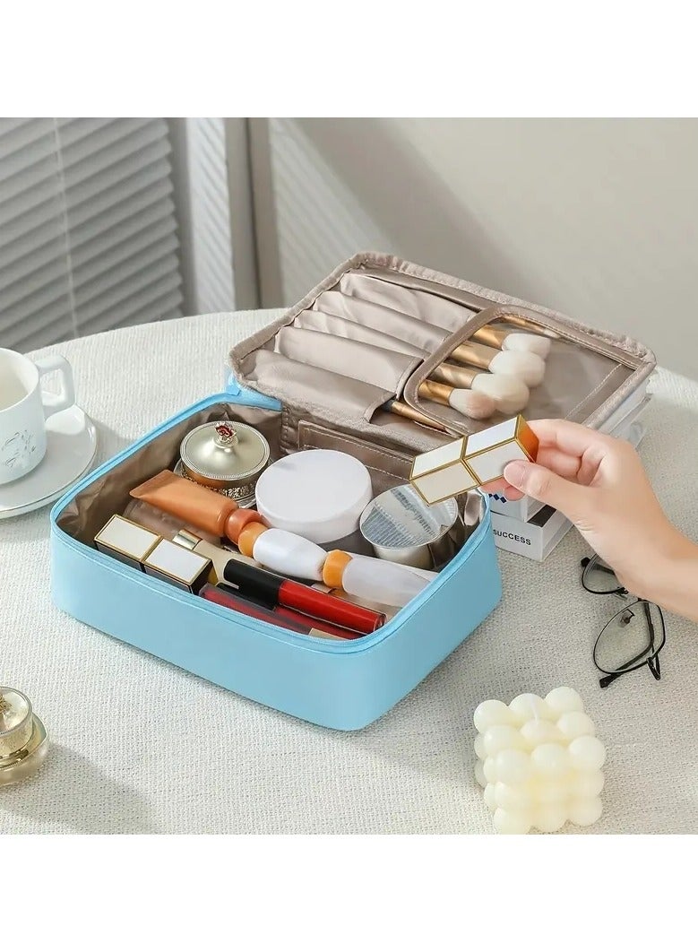 ORiTi Travel Makeup Bag Cosmetic Bag With Handle Large Capacity Make Up Case Organizer Cosmetic Brush Storage Case - Image 2