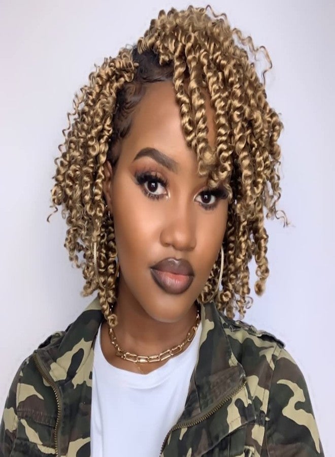 BOHOBABE Pre-twisted Passion Twist Crochet Hair 8 Inch Short Pre-looped Crochet Passion Twist Braiding Hair 8 Packs (27#) - Image 1