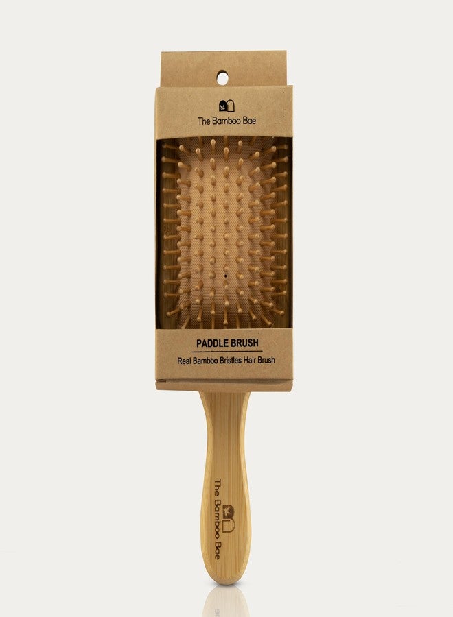 The Bamboo Bae Bamboo Hairbrush Comb | Wooden Paddle Hair Brush for Men & Women | Bamboo Bristles Hair Brush for Detangle & Hair Growth | Anti Static Hairbrush for Thin, Long, Curly Hair - Image 4