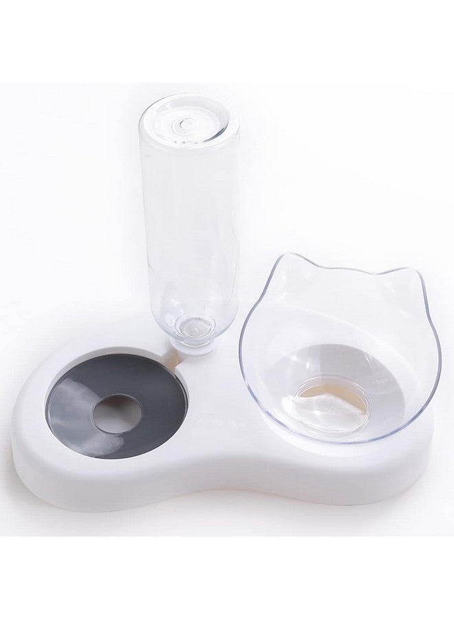 Hearts 2-In-1 Cat & Dog Bowl Set With Replaceable Water Bottle|Automatic Refill Cat Bowl|Premium Pp Plastic|Non-Toxic|Suitable For Small & Medium Pets|Pt008Gy|Grey - Image 1