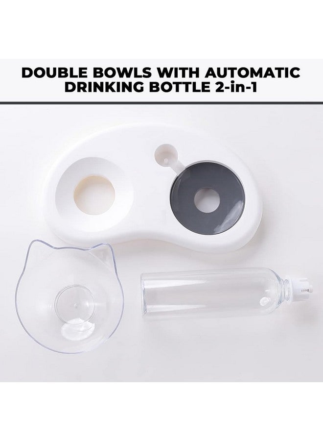 Hearts 2-In-1 Cat & Dog Bowl Set With Replaceable Water Bottle|Automatic Refill Cat Bowl|Premium Pp Plastic|Non-Toxic|Suitable For Small & Medium Pets|Pt008Gy|Grey - Image 4