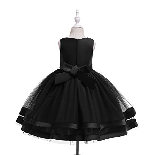 Glamulice Flower Girls Dresses Black Funeral Vintage Ruffles Tulle Girl Wedding Dress Party Bridesmaid Gown Formal Fancy Birthday Holiday Pageant Evening Prom Princess Gown Dance Christmas 4 - Image 3