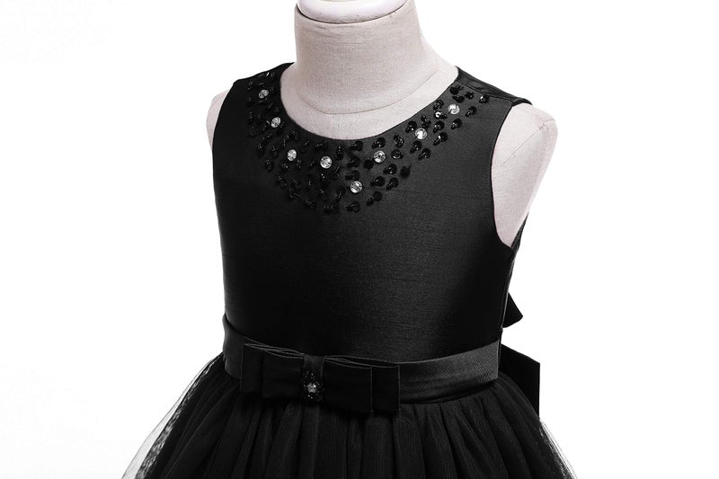 Glamulice Flower Girls Dresses Black Funeral Vintage Ruffles Tulle Girl Wedding Dress Party Bridesmaid Gown Formal Fancy Birthday Holiday Pageant Evening Prom Princess Gown Dance Christmas 4 - Image 5