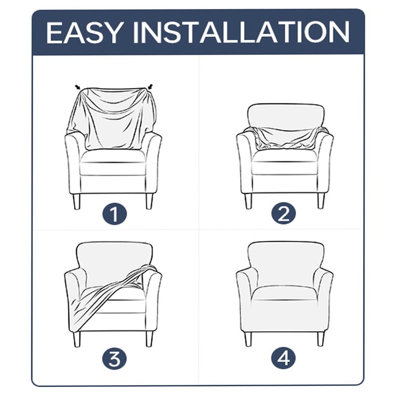 SONNACH Stretch Chair Covers with Arms 1-Piece Banquet Armchair Slipcover Velvet Mid Century Modern Armchair Slipcover Anti-Slip Furniture Protector for Living Room Friendly for Kids Pets (Navy) - Image 3