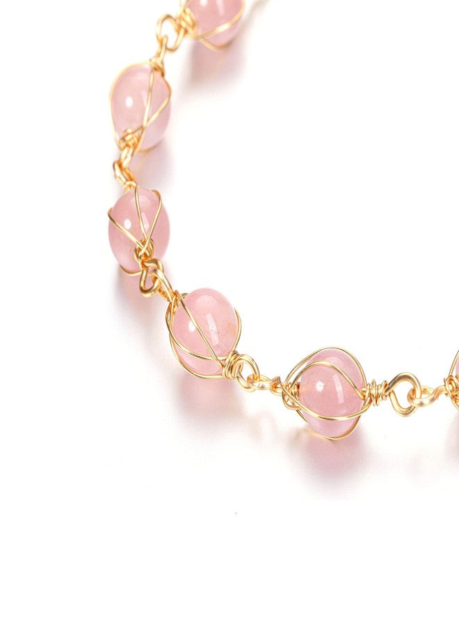 PESOENTH Rose Quartz Crystals Healing Bracelet Women Natural Pink Gemstone Beads Anxiety Yoga Medititaion Spiritual 14K Gold Bracelet Crystal Jewelry for Women - Image 4
