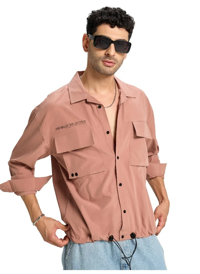 بيونغ Rose Pink Utility Pockets Urban Shirt for Men