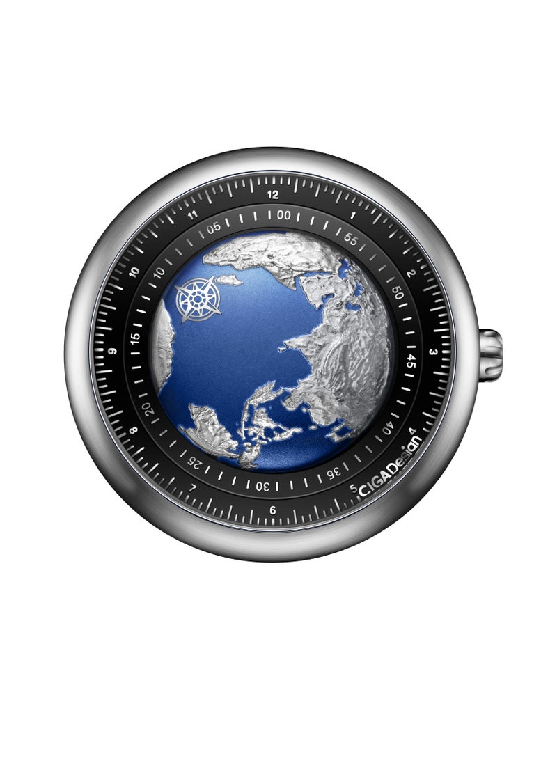 CIGA Design - Blue Planet Automatic Mechanical Skeleton Wristwatch For Men , Stainless steel  , Watch size: 46mm*46mm - Image 1