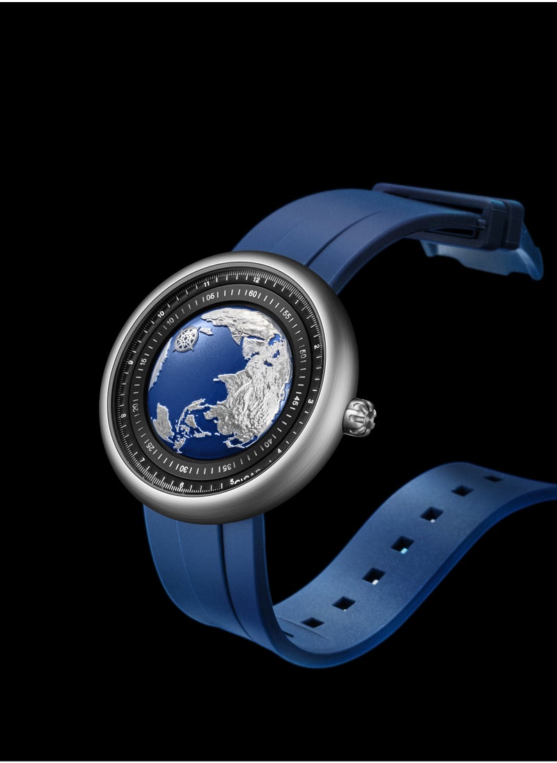 CIGA Design - Blue Planet Automatic Mechanical Skeleton Wristwatch For Men , Stainless steel  , Watch size: 46mm*46mm - Image 1
