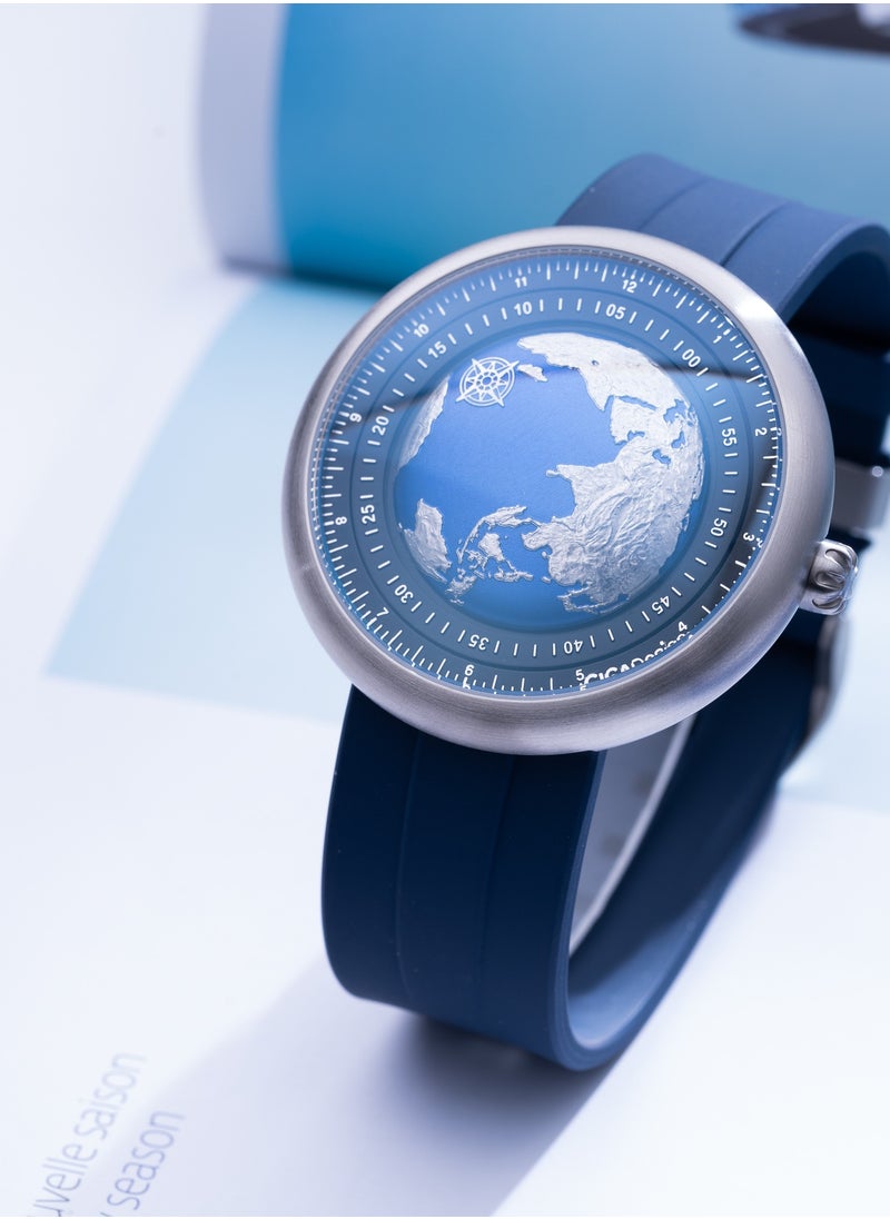 CIGA Design - Blue Planet Automatic Mechanical Skeleton Wristwatch For Men , Stainless steel  , Watch size: 46mm*46mm - Image 1