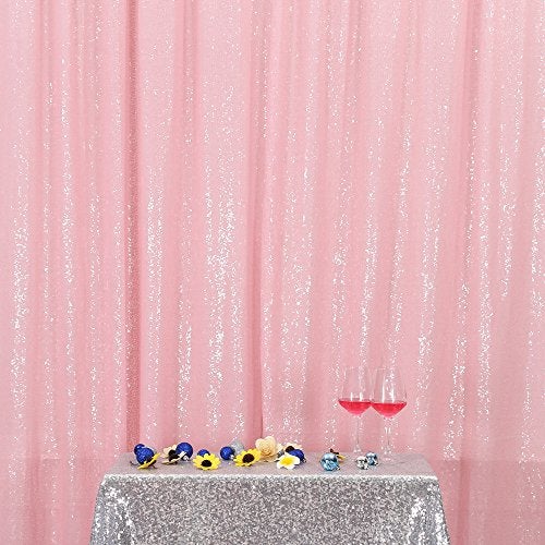 PartyDelight PartyDelight Sequin Backdrop Wedding Curtain Special Events, Party, Pink, 6FTx7FT  - Image 1