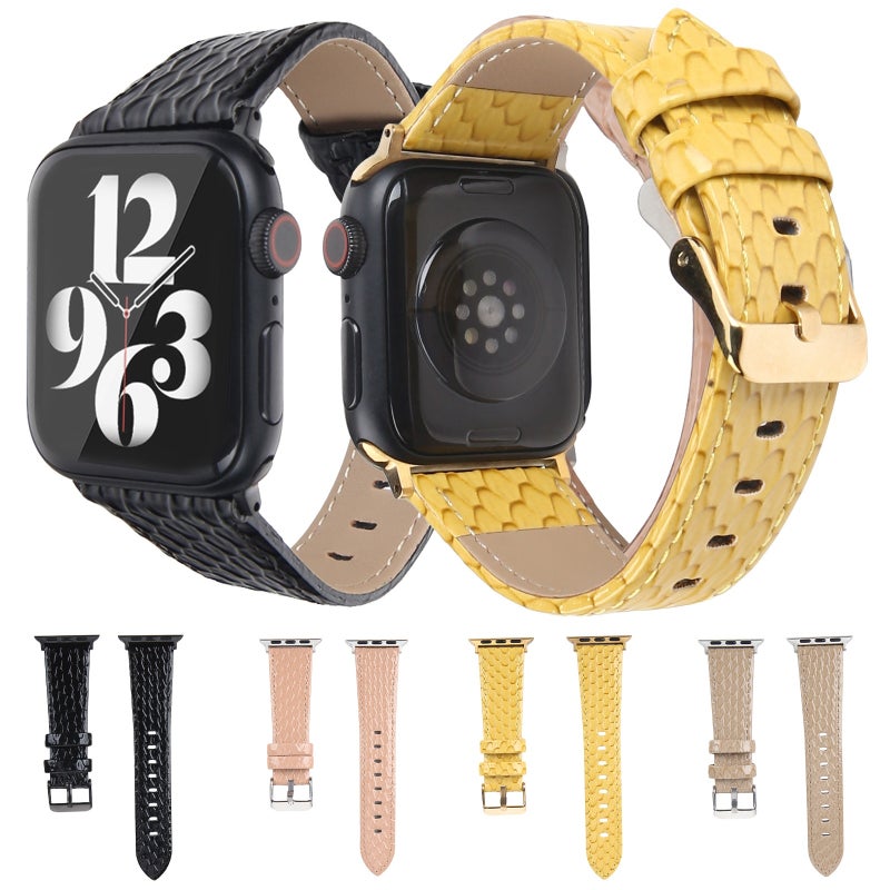 Snake Texture Leather Watch Band For Apple Watch Ultra 49mm&Watch Ultra 2 49mm / Series 9&8&7 45mm / SE 3&SE 2&6&SE&5&4 44mm / 3&2&1 42mm(Pink)