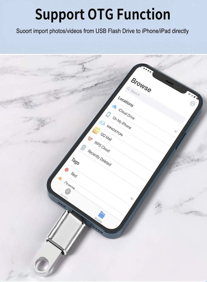 Wahbite Apple Lightning to USB Camera Adapter, USB 3.0 OTG Cable for iPhone/iPad to Connect Card Reader, USB Flash Drive, U Disk, Keyboard, Mouse, Hubs, MIDI, Plug & Play, Silver#1Pack - Image 2