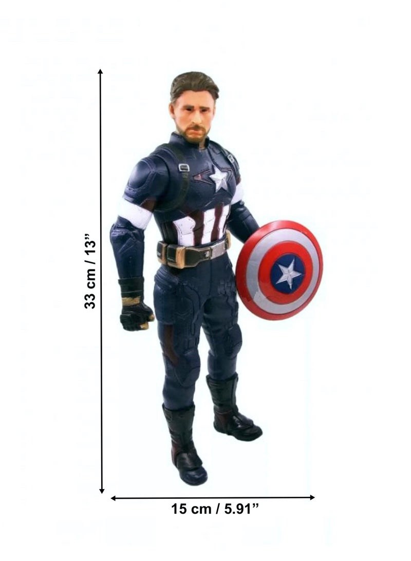 HEXAR ألعاب أكشن هيرو المتحركة مقاس 13 بوصة من أفينجرز مارفل أكشن هيرو للأطفال مع مجموعة متنوعة من أوضاع الحركة الديناميكية (كابتن أمريكا) - Image 2