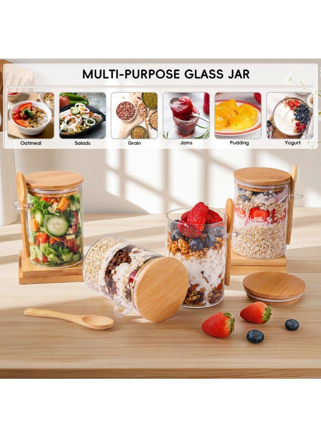 4 Pack Overnight Oats Containers with Lids,16oz Overnight Oats Jars , Oatmeal Cups,Meal Prep Containers,Glass Meal Prep Containers with Lids, Pudding Jars - Image 2