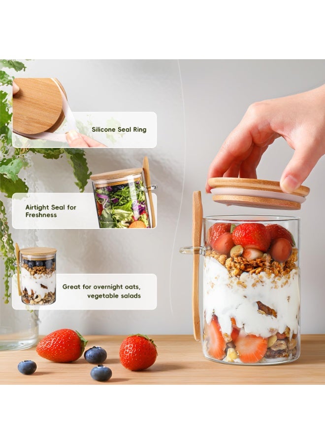 4 Pack Overnight Oats Containers with Lids,16oz Overnight Oats Jars , Oatmeal Cups,Meal Prep Containers,Glass Meal Prep Containers with Lids, Pudding Jars - Image 5