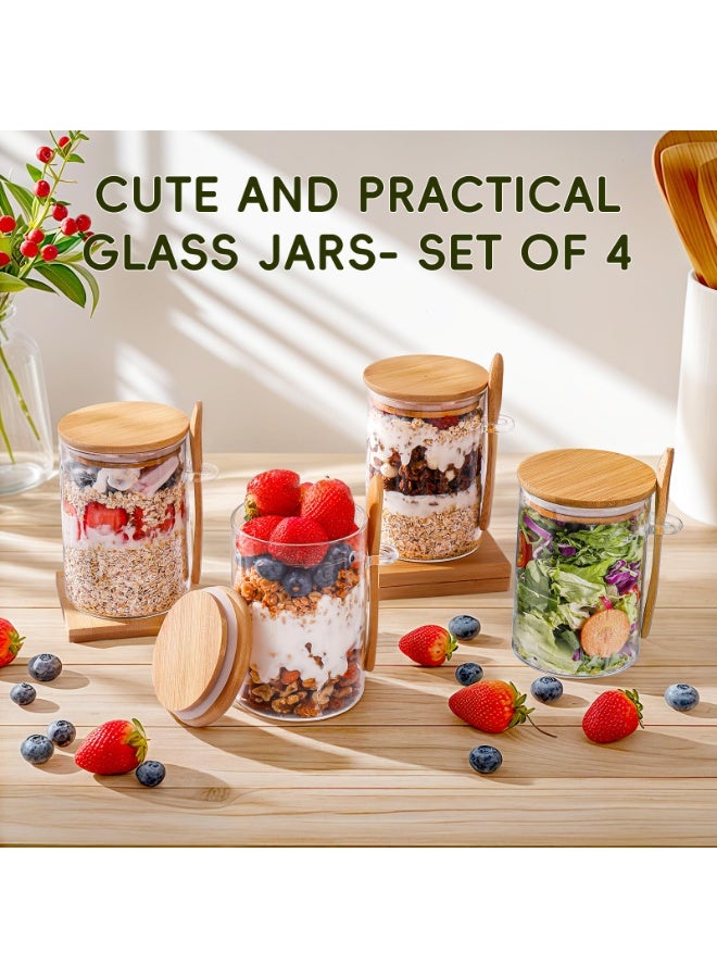 4 Pack Overnight Oats Containers with Lids,16oz Overnight Oats Jars , Oatmeal Cups,Meal Prep Containers,Glass Meal Prep Containers with Lids, Pudding Jars - Image 4