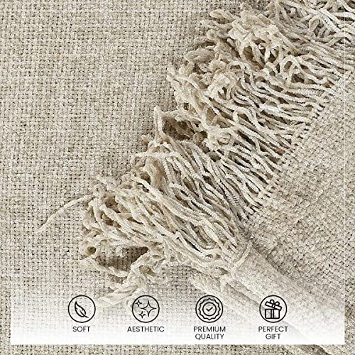 SASHAA WORLD Soft Chenille Throw | Throw Blanket for Sofa, Bed, Chair and Travel | Natural Throw Blanket | Pack of 1, 130 x 180 cm - Image 5