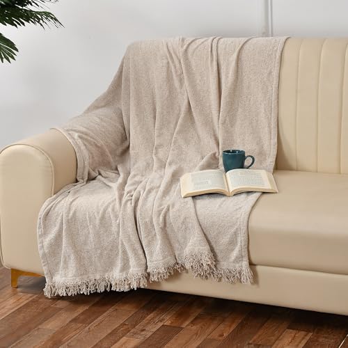 SASHAA WORLD Soft Chenille Throw | Throw Blanket for Sofa, Bed, Chair and Travel | Natural Throw Blanket | Pack of 1, 130 x 180 cm - Image 1