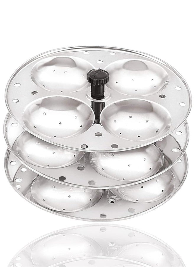 Artha Medium Size Stainless Steel 3 Rack Idli Stand For Cooking 12 Perfect Idlis Durable And Light Weight Capacity 4 Idlis Per Rack/Plate - Image 1