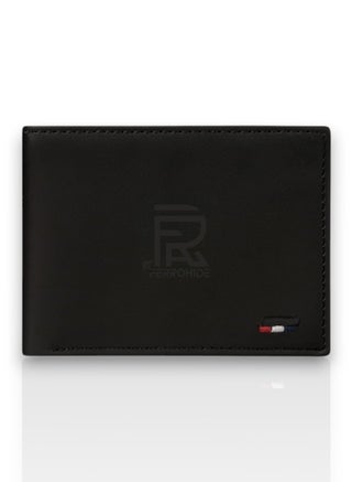 محفظة جلدية فاخرة رفيعة للرجال - مزودة بفتحات متعددة للبطاقات وجيب للنقود - محفظة سفر أنيقة باللون الأسود