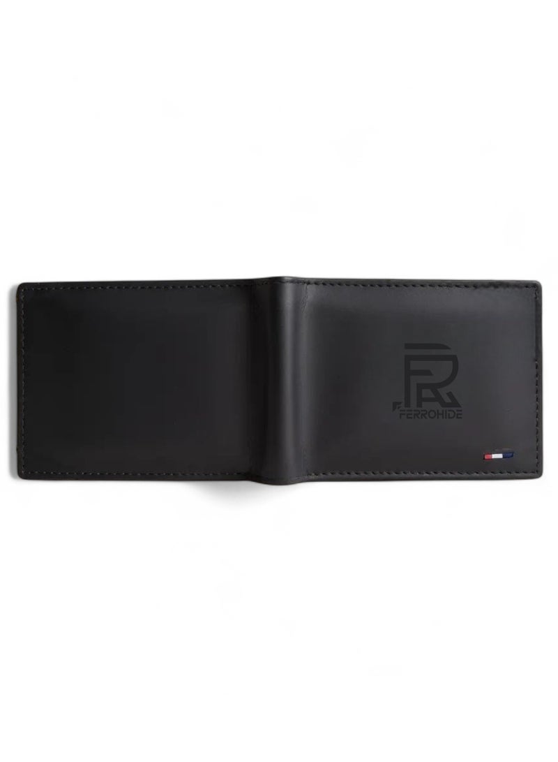 محفظة جلدية فاخرة رفيعة للرجال - مزودة بفتحات متعددة للبطاقات وجيب للنقود - محفظة سفر أنيقة باللون الأسود