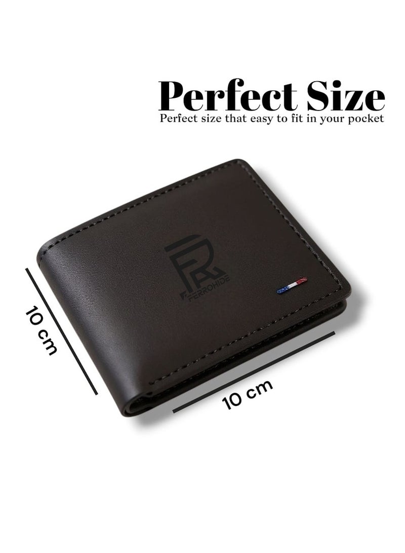 محفظة جلدية فاخرة رفيعة للرجال - مزودة بفتحات متعددة للبطاقات وجيب للنقود - محفظة سفر أنيقة باللون الأسود