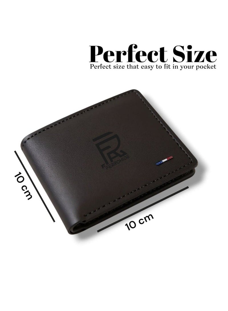 FERROHIDE Premium Slim Leather Wallet for Men – Multiple Card Slots & Cash Pocket – Sleek Black Travel Wallet - Image 3