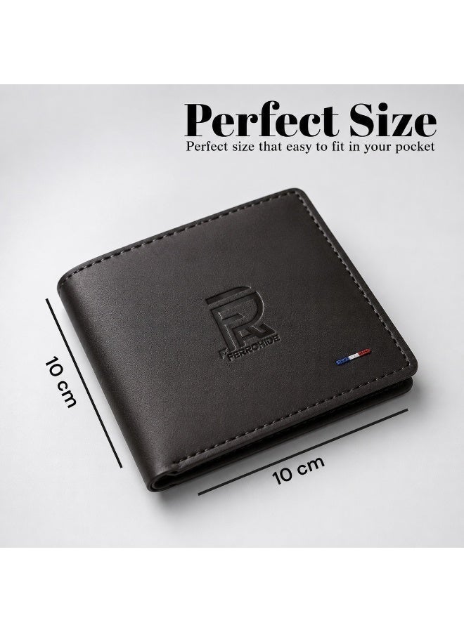 FERROHIDE Premium Slim Leather Wallet for Men – Multiple Card Slots & Cash Pocket – Sleek Black Travel Wallet - Image 3