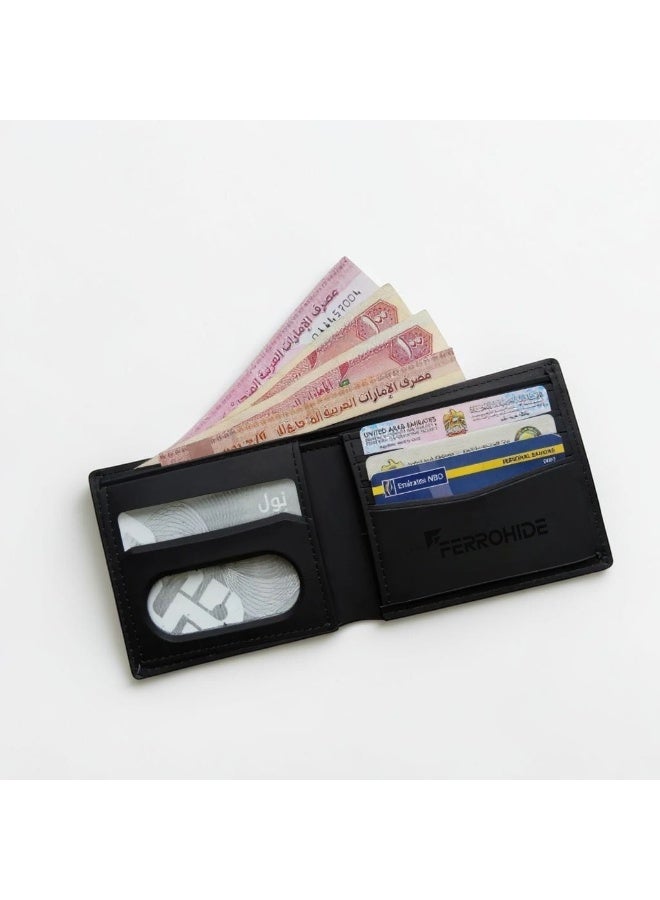 FERROHIDE Premium Slim Leather Wallet for Men – Multiple Card Slots & Cash Pocket – Sleek Black Travel Wallet - Image 4