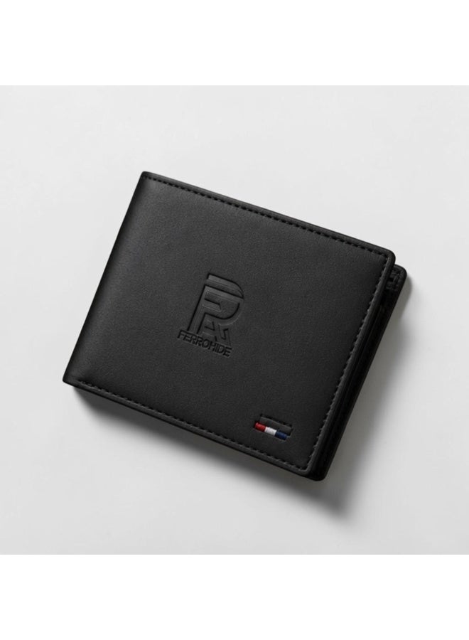 FERROHIDE Premium Slim Leather Wallet for Men – Multiple Card Slots & Cash Pocket – Sleek Black Travel Wallet - Image 1