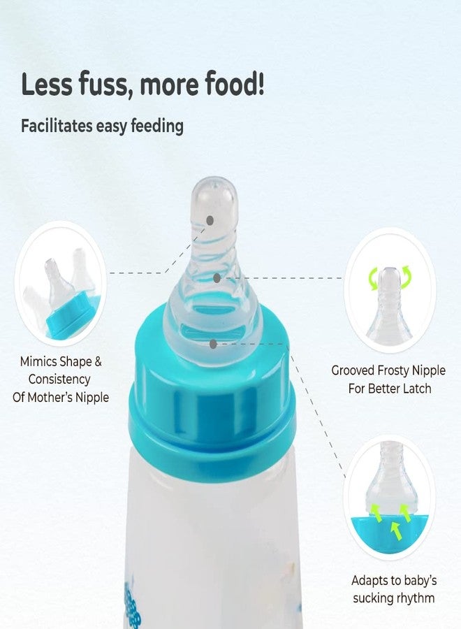 Mylo Baby 2 in 1 Feeding Bottles with Spoon for New Born Baby (125ml + 250ml) | Anti Colic & BPA Free Feeding Bottles | Feels Natural Baby Bottle | Easy Flow Neck Design- Bear + Elephant - Image 3
