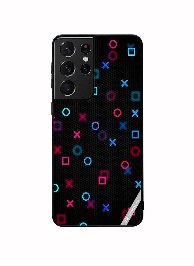 VR CREATIVE - Protective Case Cover For Samsung Galaxy S21 Ultra 5G Playstation Abstract Design Multicolour - Image 1