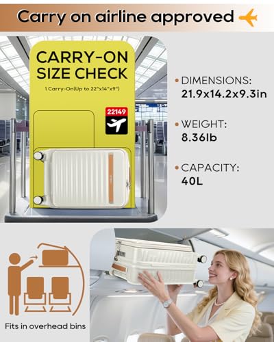 Joyway Carry on Luggage Airline Approved with Front Compartment and Cup Holder, 20 Inch Hard Shell Carry-on Suitcase with Spinner Wheels and TSA Lock for Women Men - Image 2