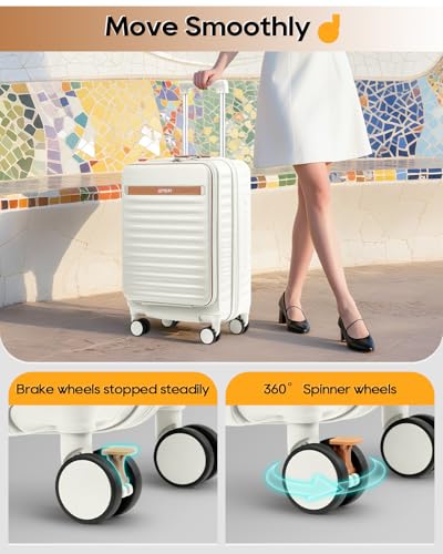 Joyway Carry on Luggage Airline Approved with Front Compartment and Cup Holder, 20 Inch Hard Shell Carry-on Suitcase with Spinner Wheels and TSA Lock for Women Men - Image 5