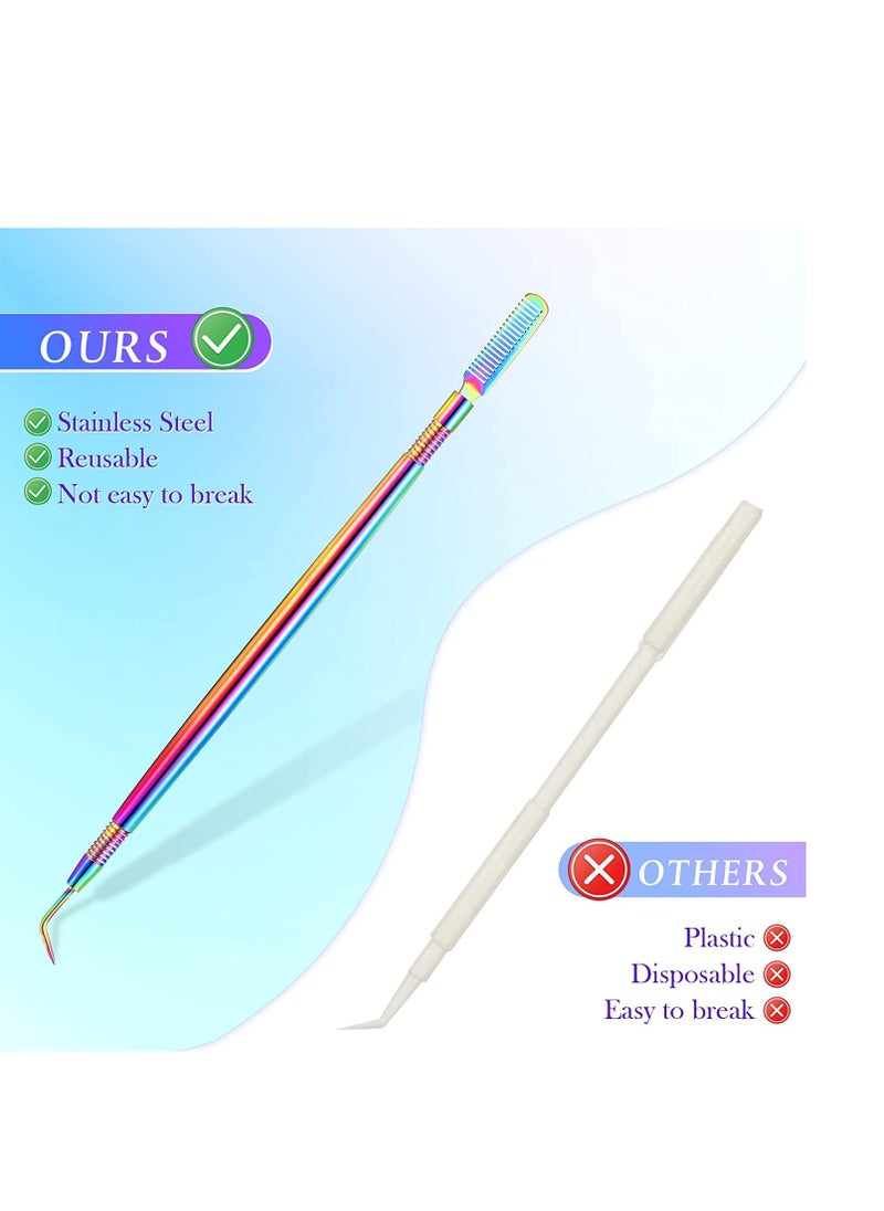 SYOSI - 2 Pieces Eyelash Lift Perm Tool Lash Separator Tint Tool, Stainless Steel Metal Lash Lift Rods Tool with Separation Comb for Eyelash Eyebrow Perming Tinting Curling Extensions Supplies (Multi Color) - Image 1