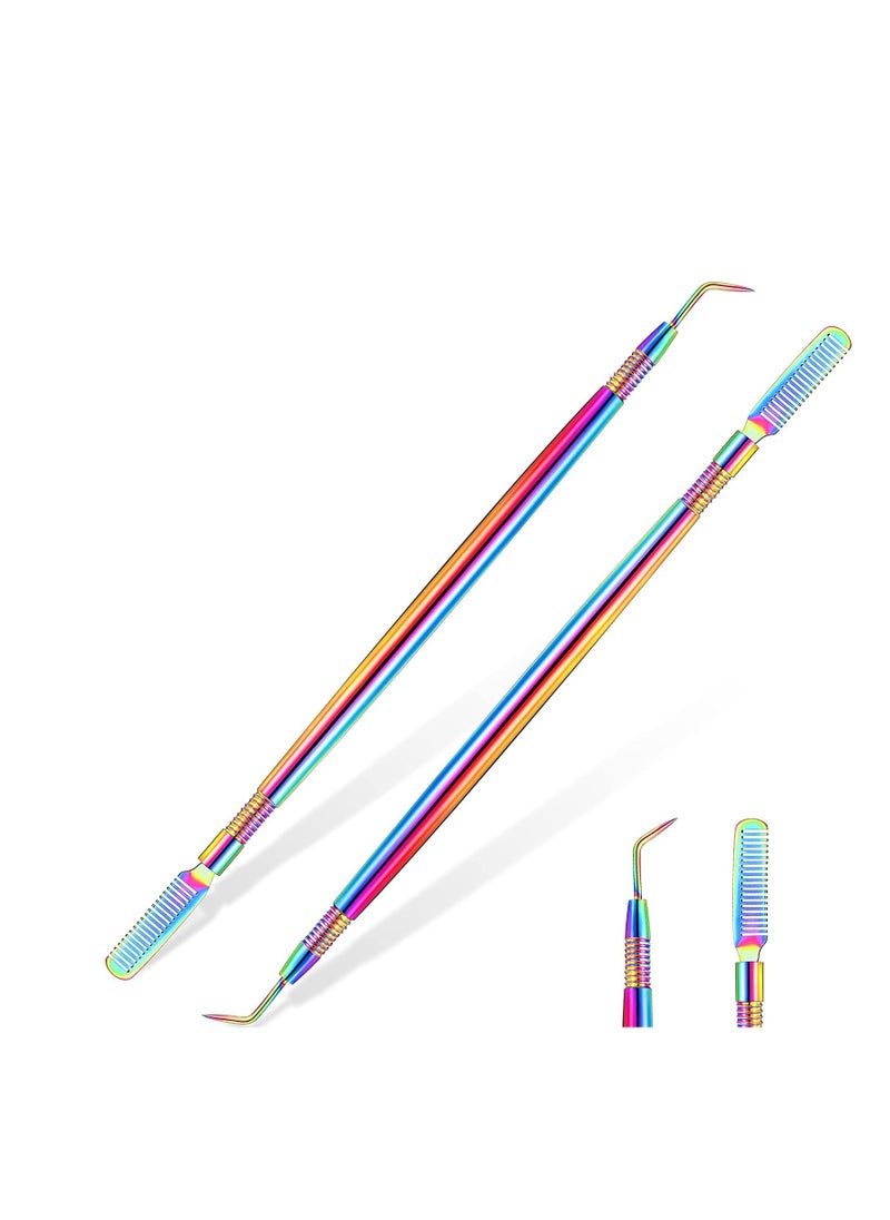 SYOSI - 2 Pieces Eyelash Lift Perm Tool Lash Separator Tint Tool, Stainless Steel Metal Lash Lift Rods Tool with Separation Comb for Eyelash Eyebrow Perming Tinting Curling Extensions Supplies (Multi Color) - Image 1