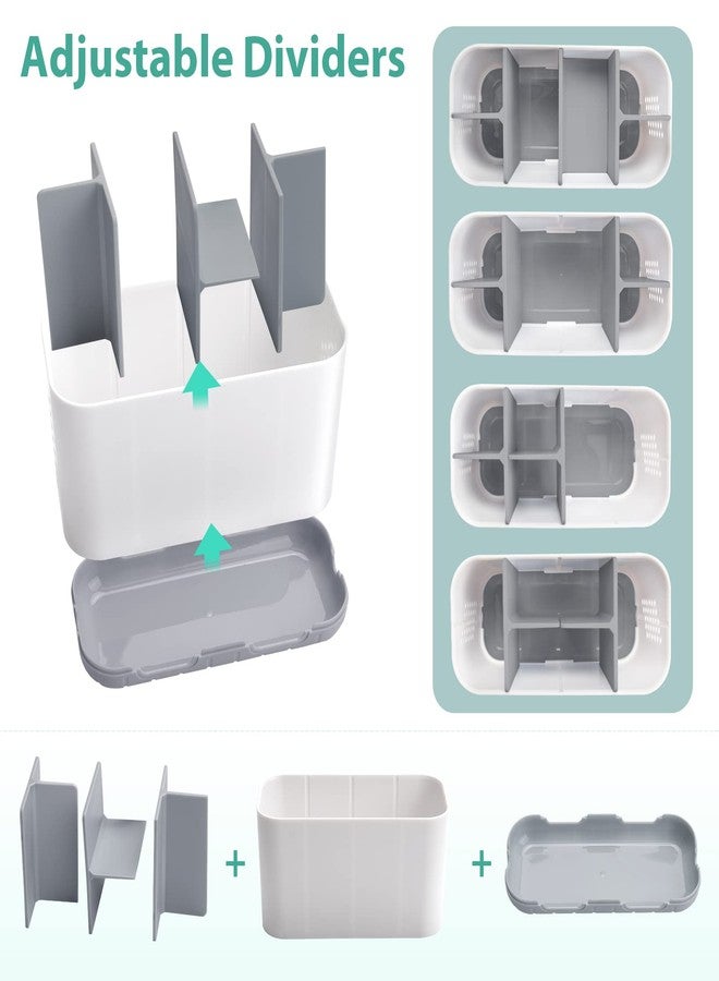 Boperzi Toothbrush and Toothpaste Holder Drainage for Bathroom Countertop with Adjustable Dividers, Large Toothpaste Caddy Organizer Storage Rustic Decor Set Freestanding for Family, Kids Gray - Image 4