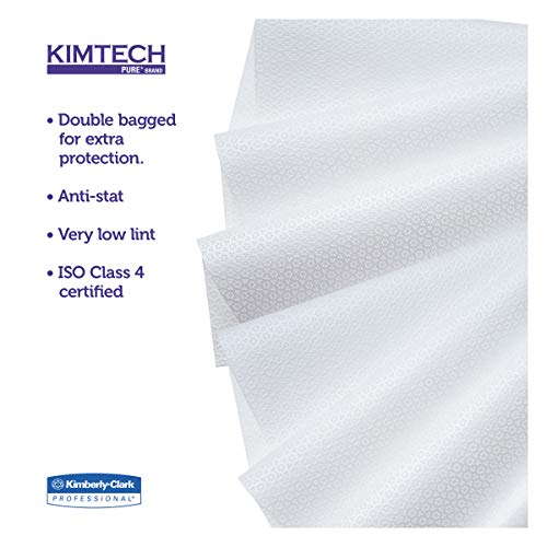 KIMTECH Kimberly-Clark Kimtech 33330 Pure Disposable Wiper with W4 Dry, 12" Length x 12" Width, White, (5 Pack of 100) - Image 4