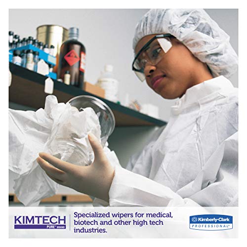 KIMTECH Kimberly-Clark Kimtech 33330 Pure Disposable Wiper with W4 Dry, 12" Length x 12" Width, White, (5 Pack of 100) - Image 5